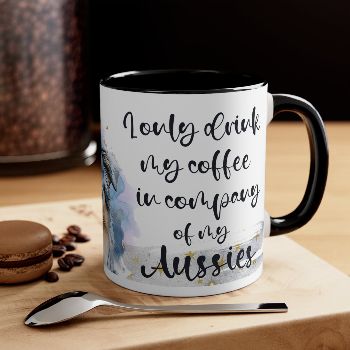 Accent Coffee Mug, 11oz for an Aussie lover for mom, grandma, girlfriend, grand daughter, dad, granddad, grand son.