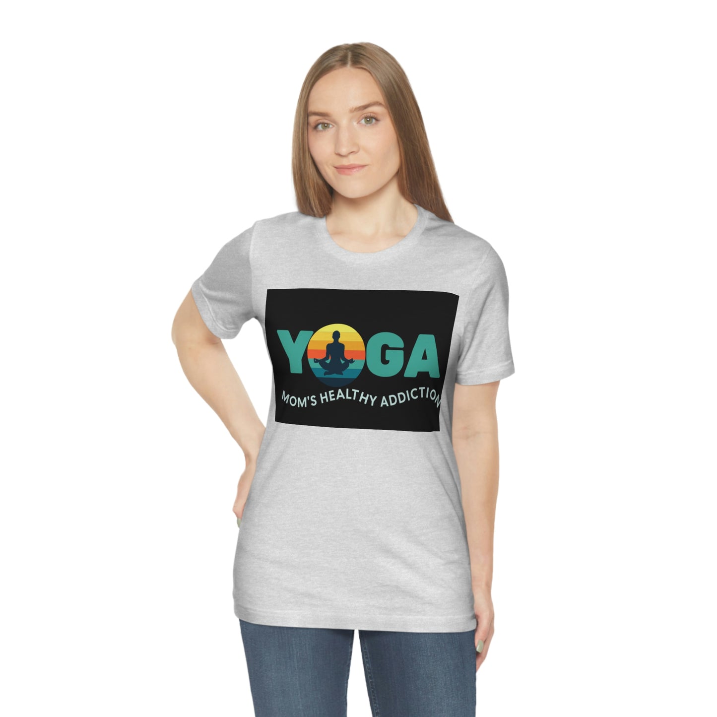 Unisex Jersey Short Sleeve Tee for a yoga loving mom, grandma, daughter, dad, granddad or son,