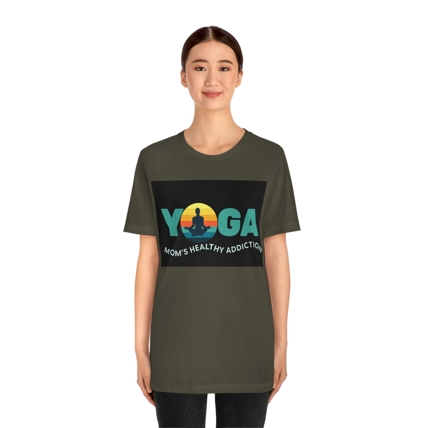 Unisex Jersey Short Sleeve Tee for a yoga loving mom, grandma, daughter, dad, granddad or son,