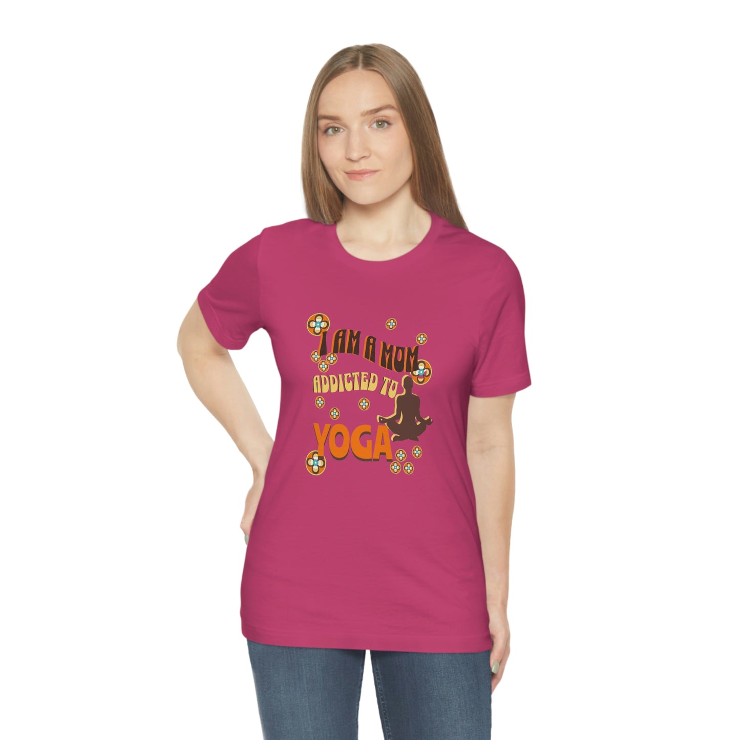 Unisex Jersey Short Sleeve Tee for a yoga loving mom, grandma, daughter, dad, granddad or son,