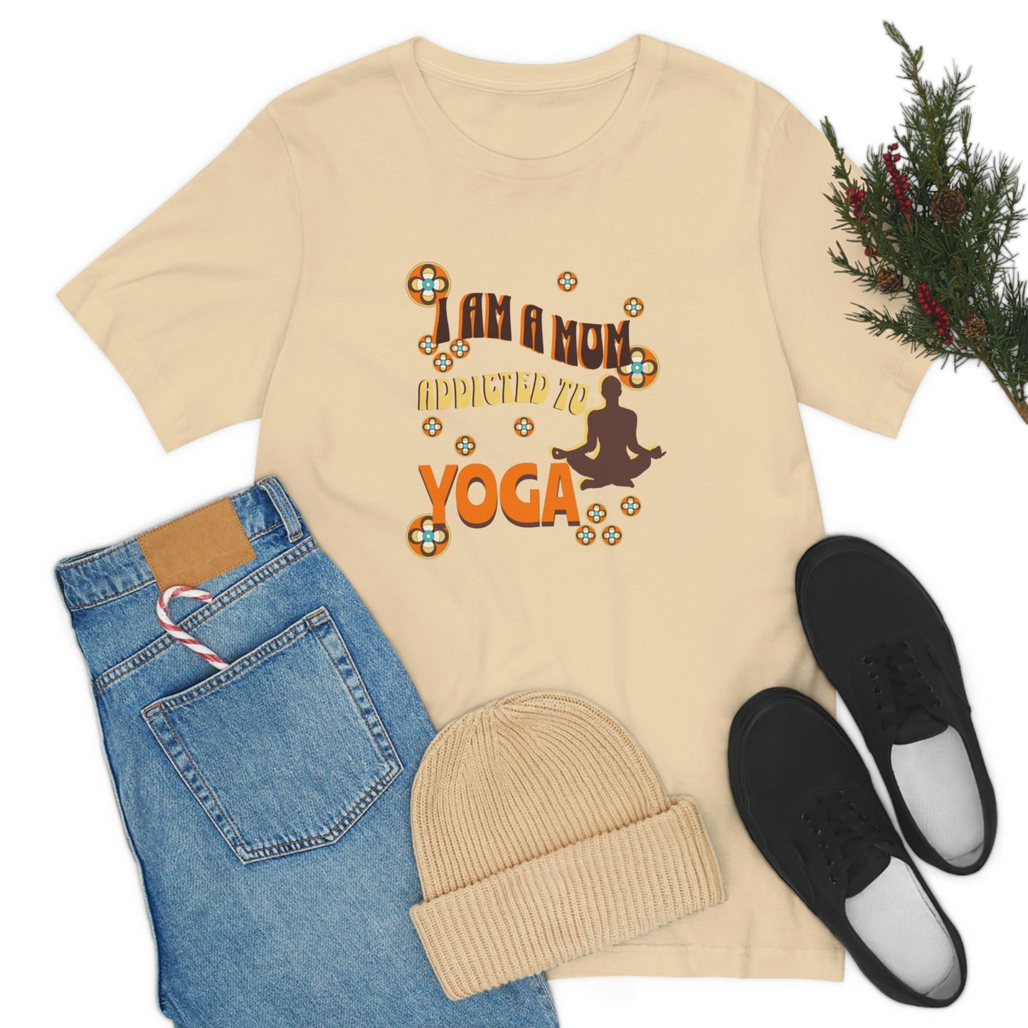 Unisex Jersey Short Sleeve Tee for a yoga loving mom, grandma, daughter, dad, granddad or son,