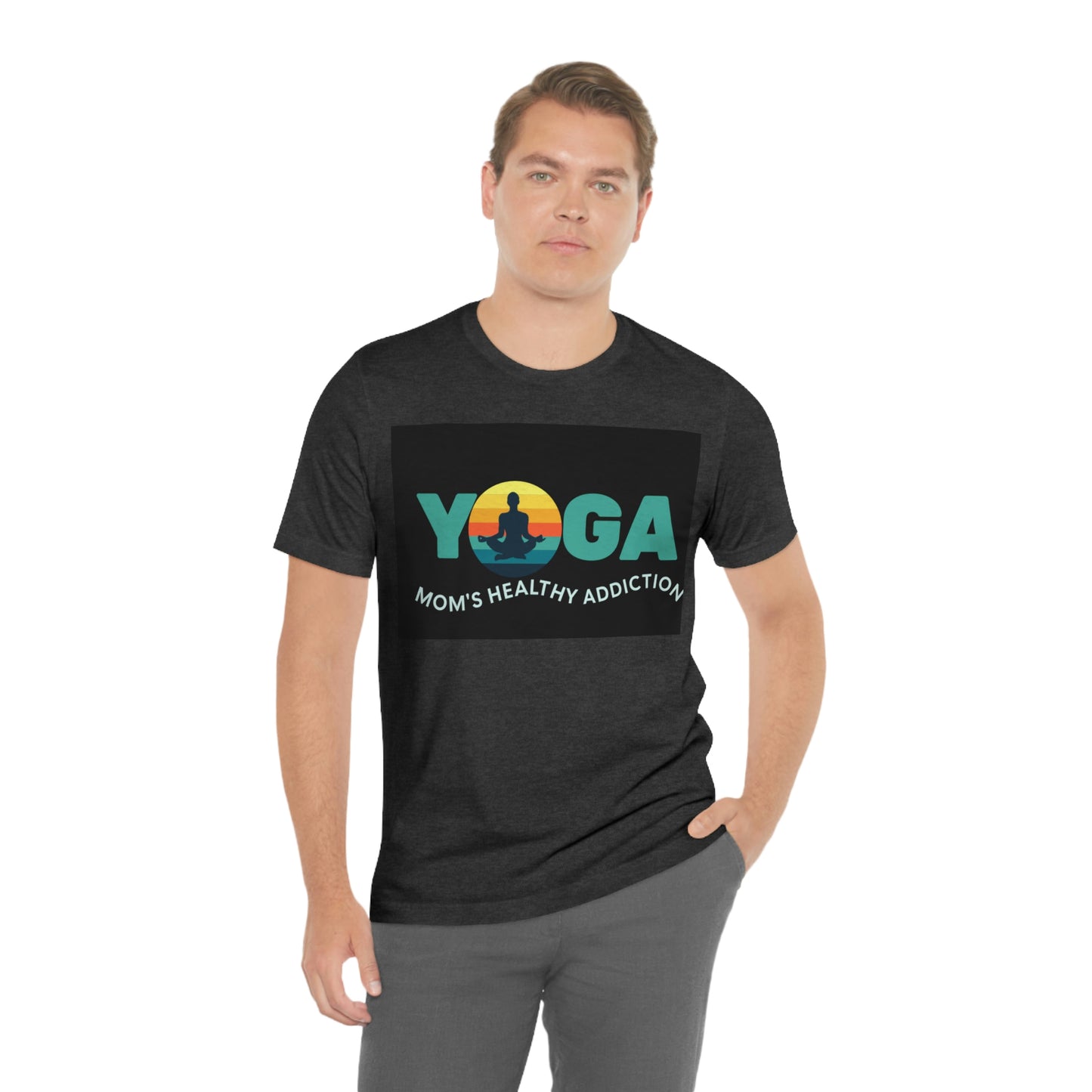 Unisex Jersey Short Sleeve Tee for a yoga loving mom, grandma, daughter, dad, granddad or son,