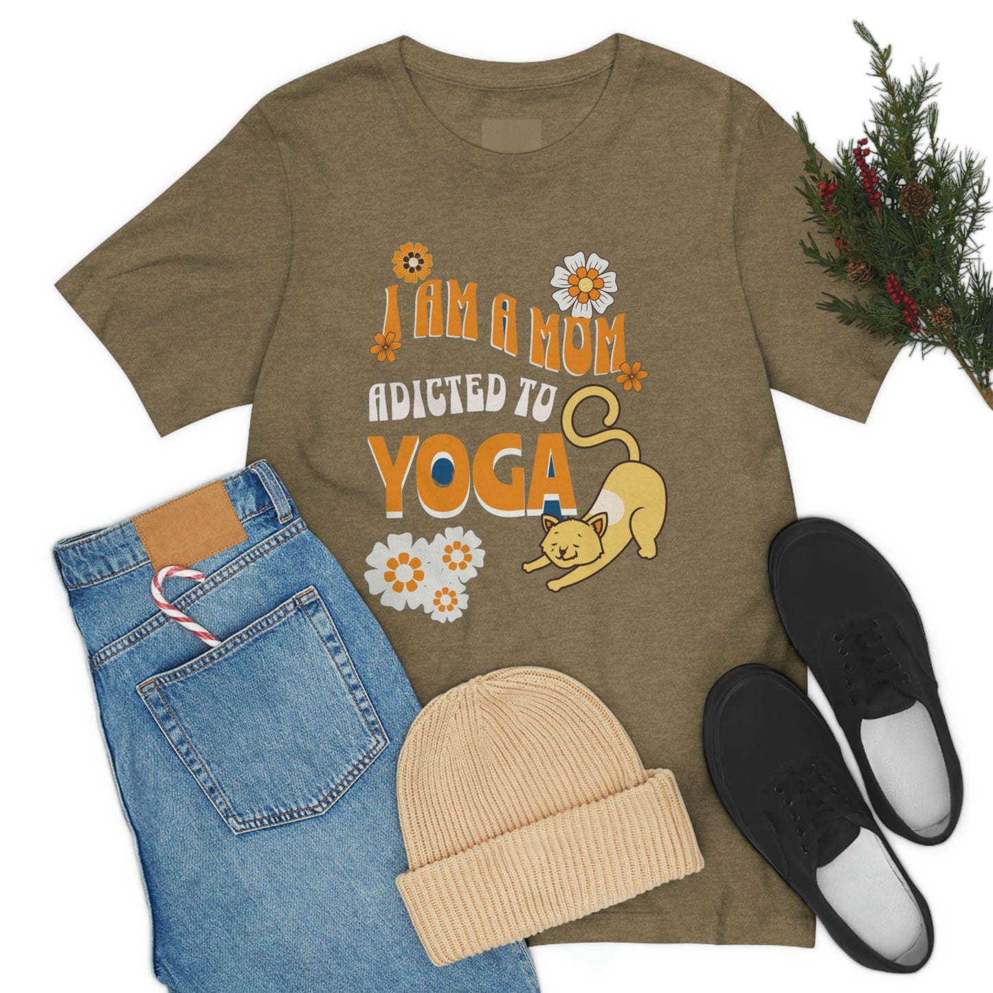 Unisex Jersey Short Sleeve Tee for a yoga loving mom, grandma, daughter, dad, granddad or son,