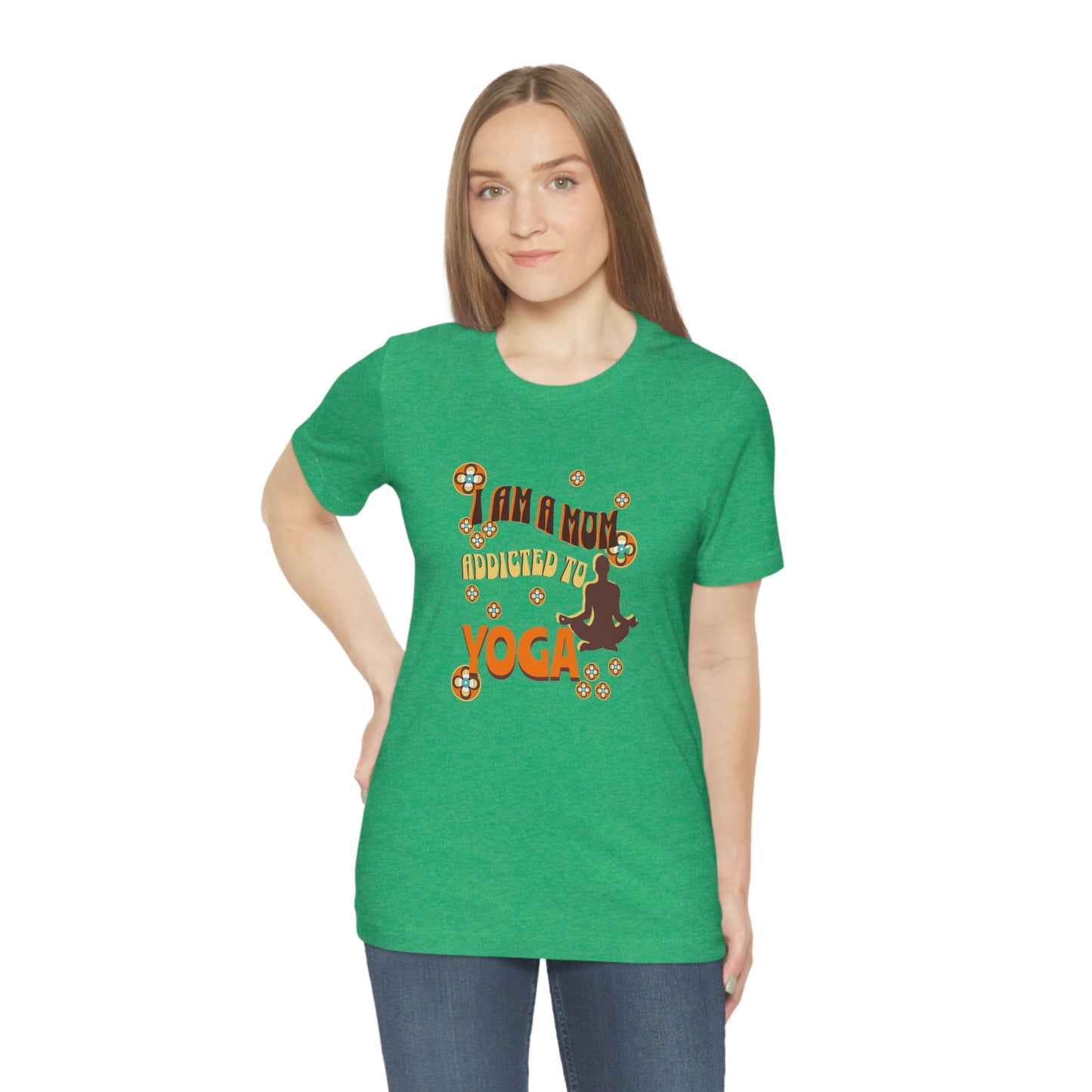 Unisex Jersey Short Sleeve Tee for a yoga loving mom, grandma, daughter, dad, granddad or son,