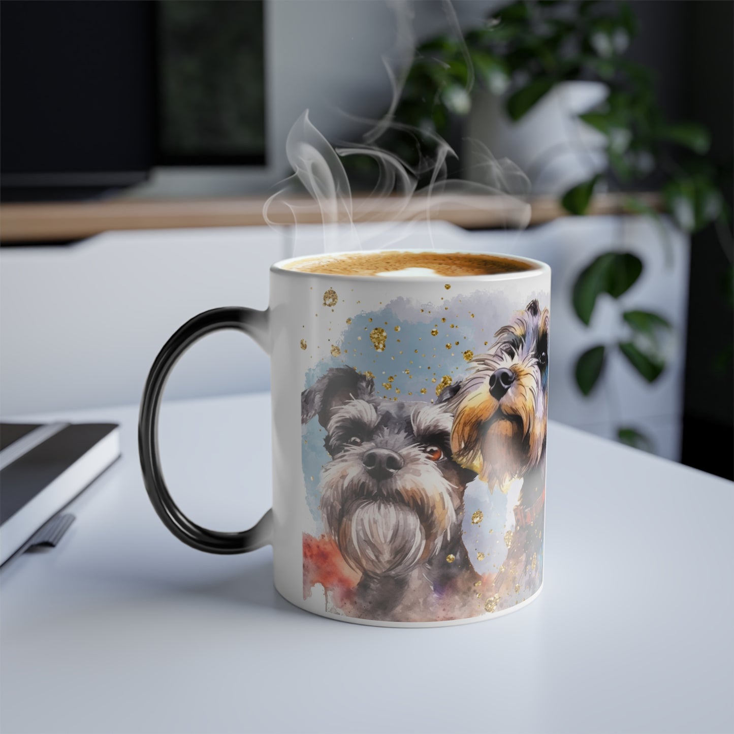 Color Morphing Mug, 11oz,, 11oz for schnauzer dogs: mom, grandma, daughter, dad, granddad, son, grandson / daughter.