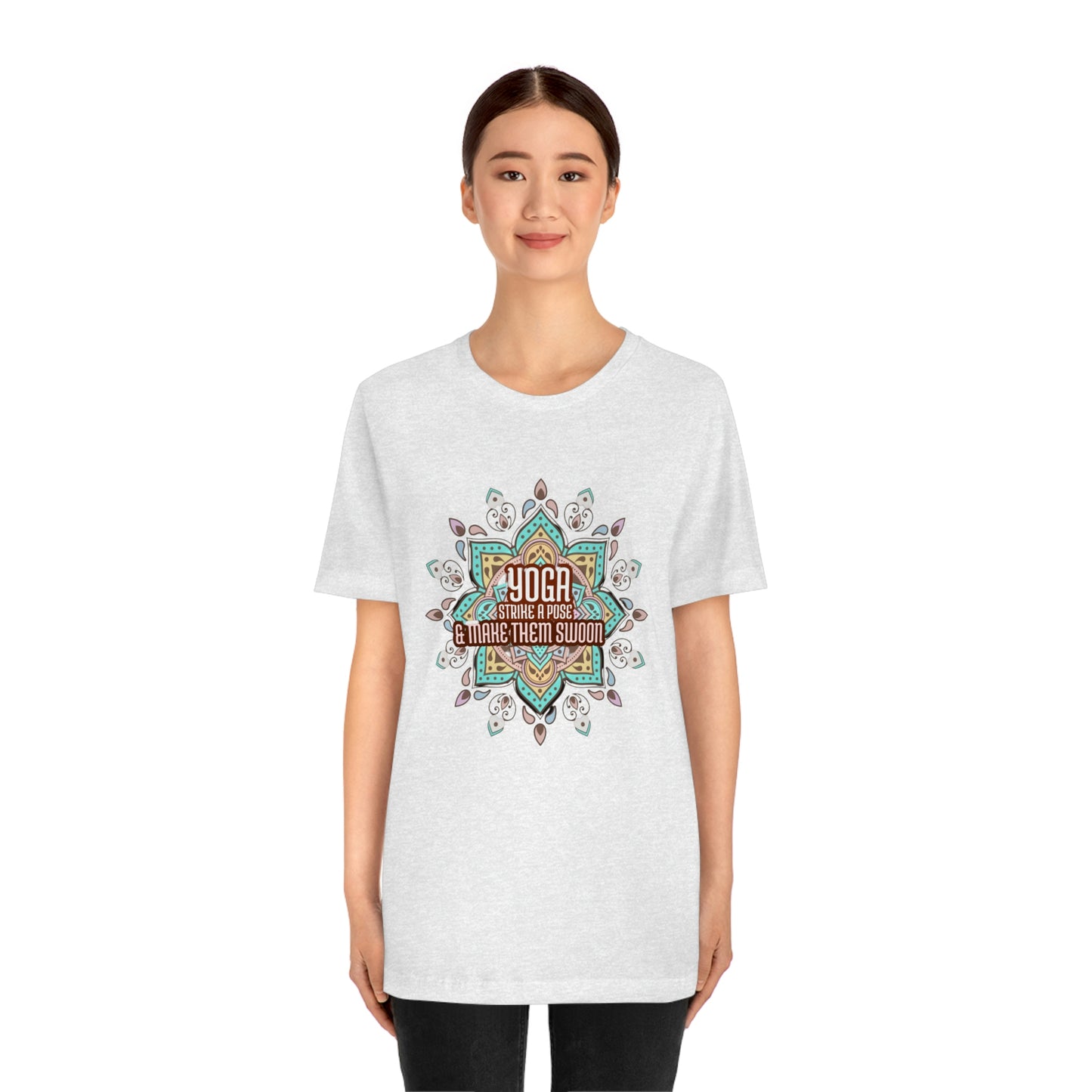 Unisex Jersey Short Sleeve Tee for a yoga loving mom, grandma, daughter, dad, granddad or son,