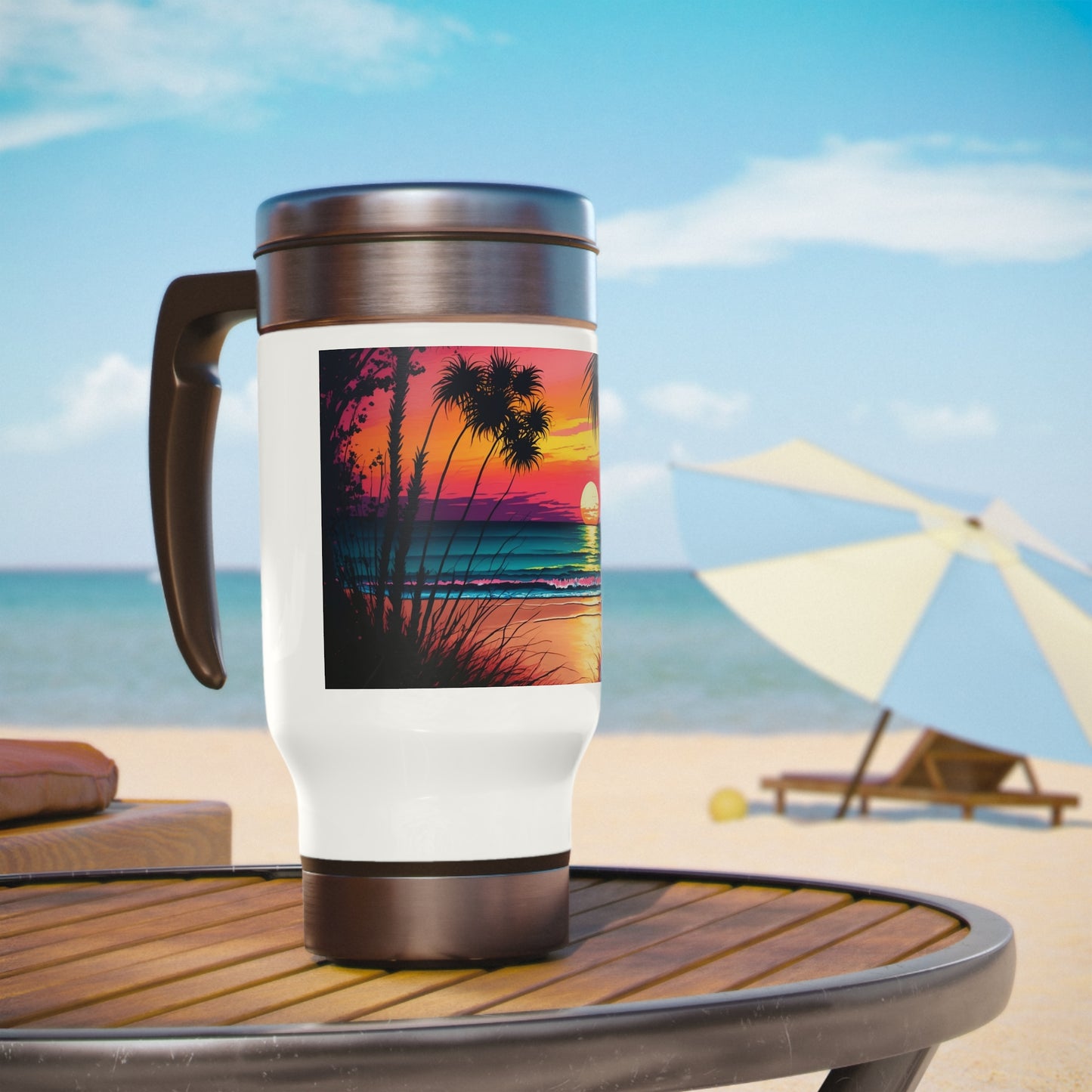 Stainless Steel Travel Mug with Handle, 14oz