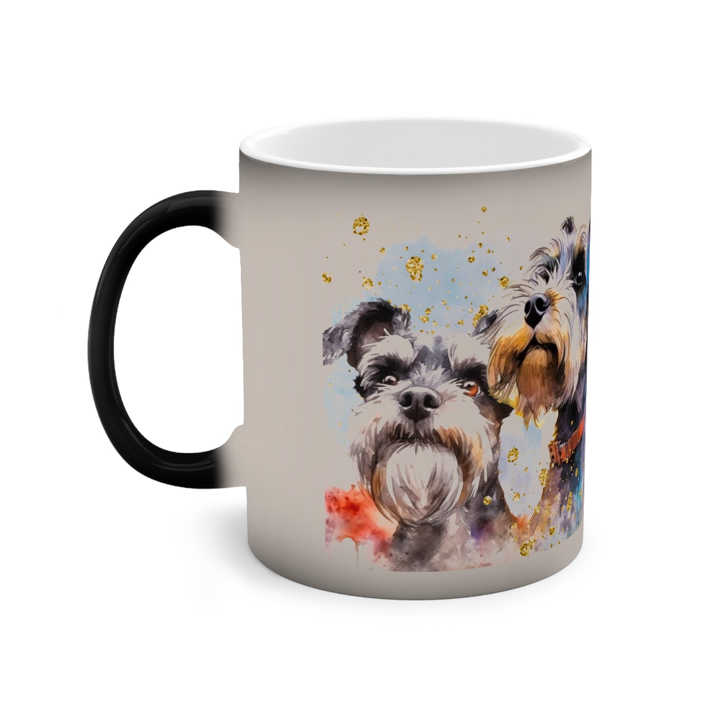 Color-Changing Mug, 11oz for schnauzer dogs: mom, grandma, daughter, dad, granddad, son, grandson / daughter.