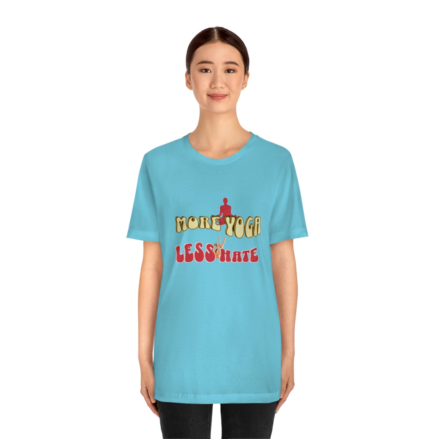 Unisex Jersey Short Sleeve Tee for a yoga loving mom, grandma, daughter, dad, granddad or son,