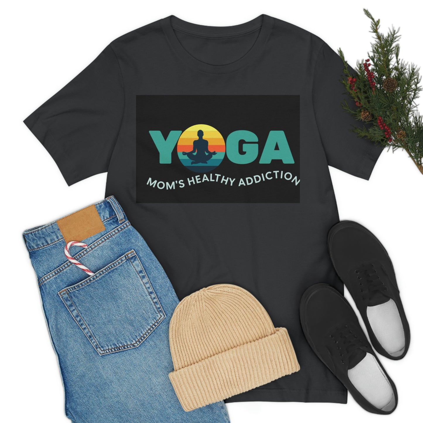 Unisex Jersey Short Sleeve Tee for a yoga loving mom, grandma, daughter, dad, granddad or son,