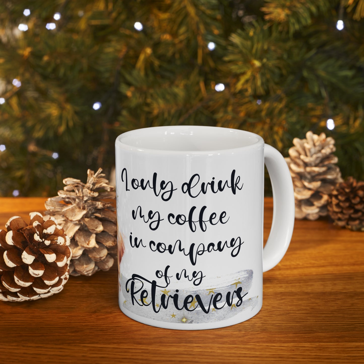 Ceramic Mug 11oz Accent Coffee Mug, 11oz for a Golden Retriever dog lover for mom, grandma, girlfriend, grand daughter, dad, granddad, grand son.