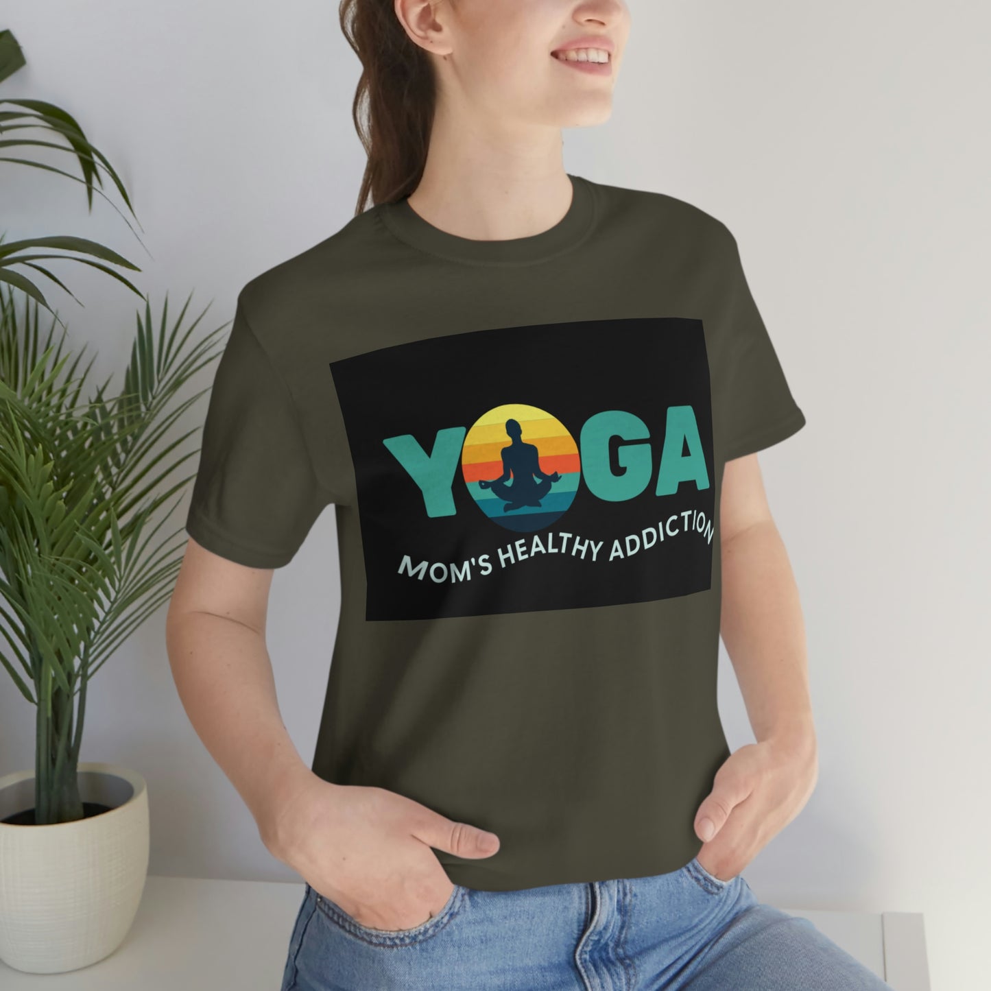 Unisex Jersey Short Sleeve Tee for a yoga loving mom, grandma, daughter, dad, granddad or son,