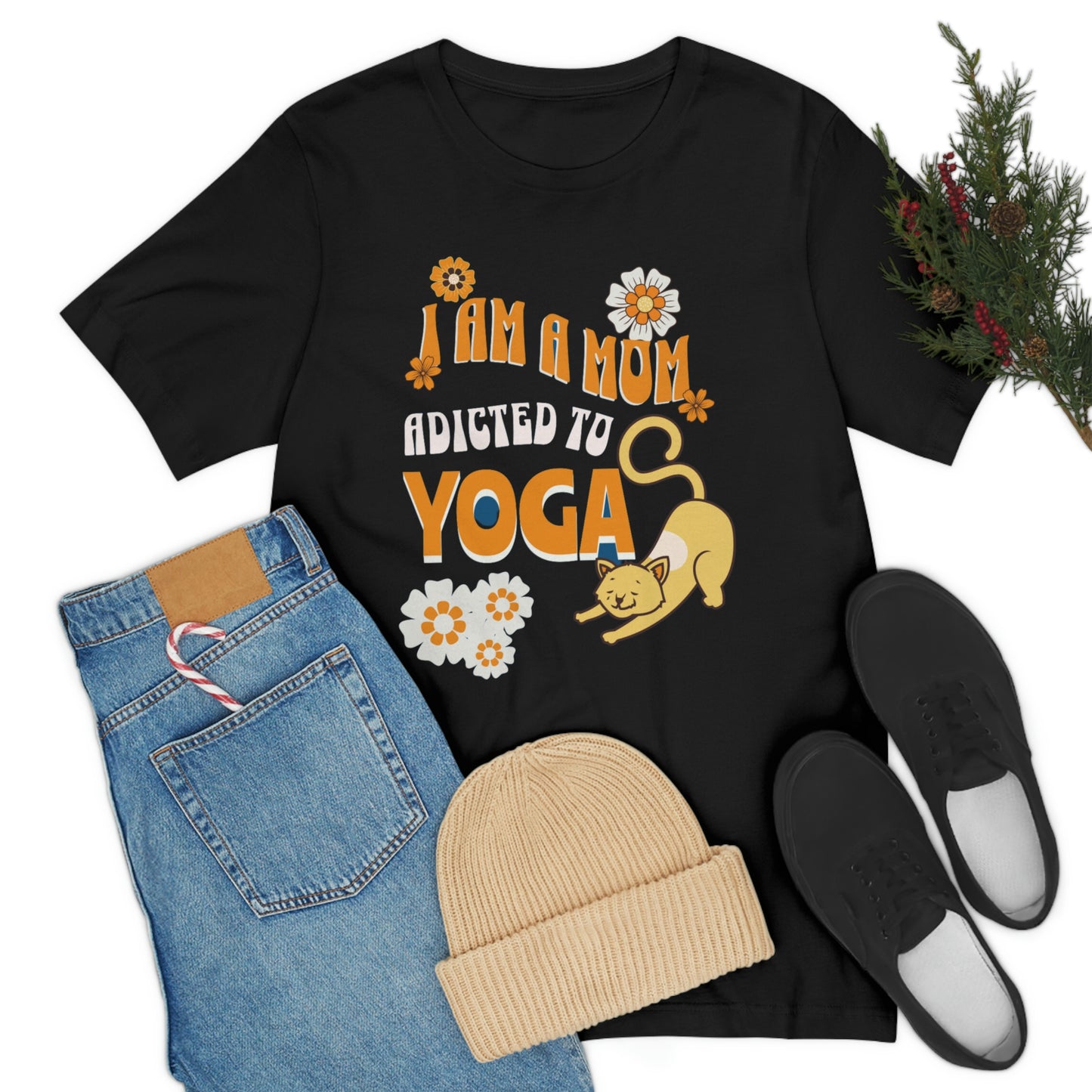 Unisex Jersey Short Sleeve Tee for a yoga loving mom, grandma, daughter, dad, granddad or son,