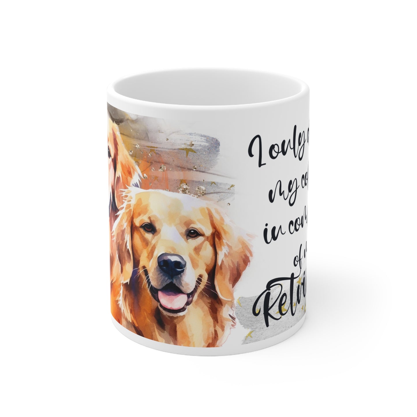 Ceramic Mug 11oz Accent Coffee Mug, 11oz for a Golden Retriever dog lover for mom, grandma, girlfriend, grand daughter, dad, granddad, grand son.