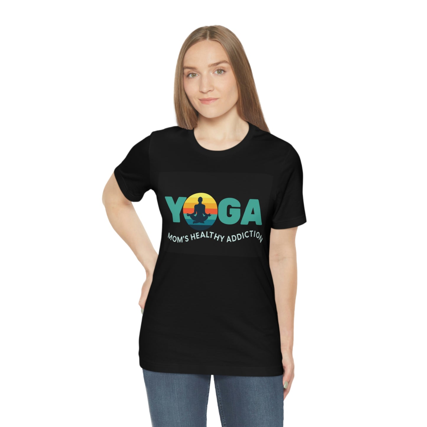 Unisex Jersey Short Sleeve Tee for a yoga loving mom, grandma, daughter, dad, granddad or son,