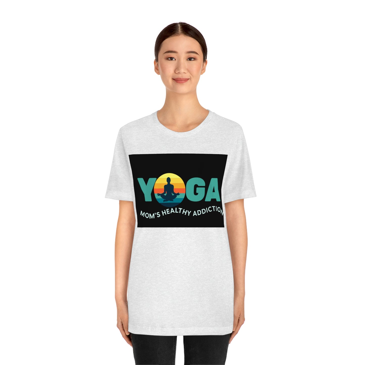 Unisex Jersey Short Sleeve Tee for a yoga loving mom, grandma, daughter, dad, granddad or son,