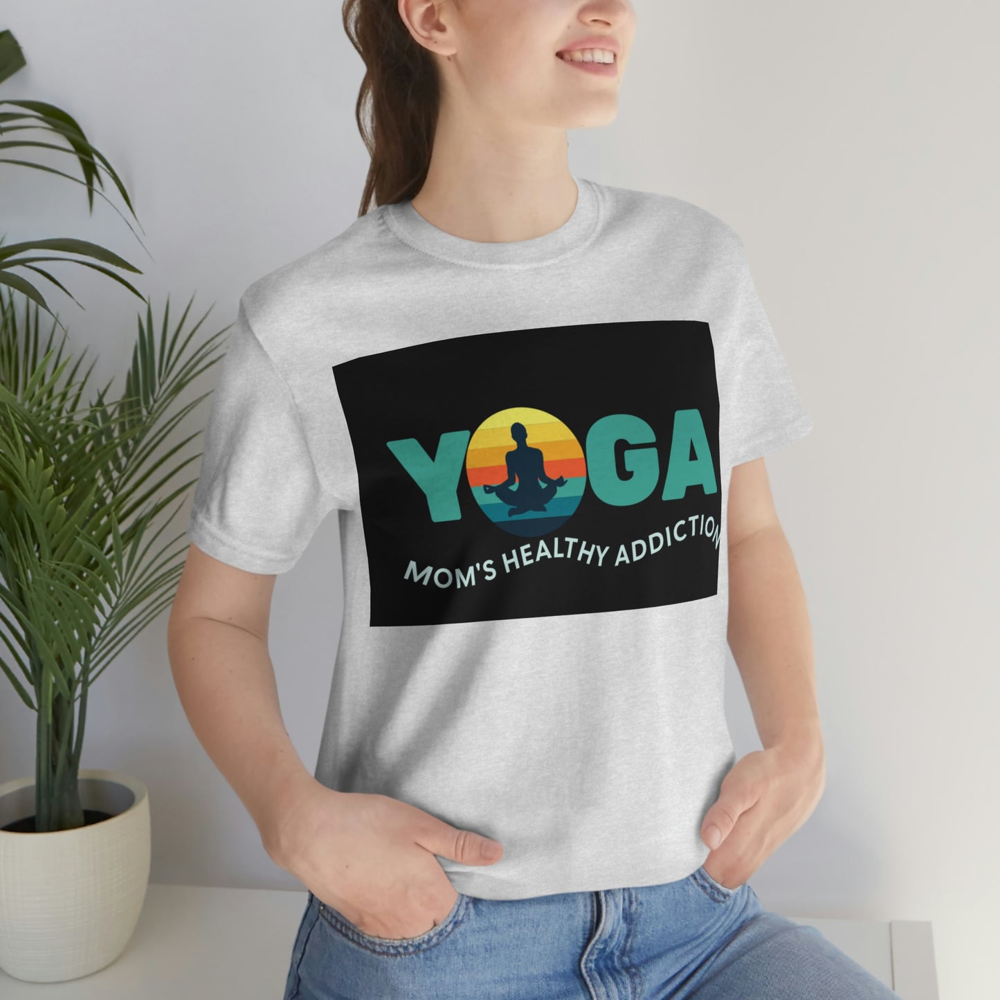 Unisex Jersey Short Sleeve Tee for a yoga loving mom, grandma, daughter, dad, granddad or son,