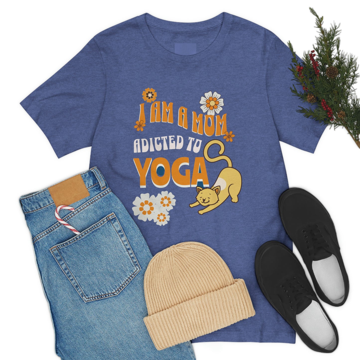 Unisex Jersey Short Sleeve Tee for a yoga loving mom, grandma, daughter, dad, granddad or son,