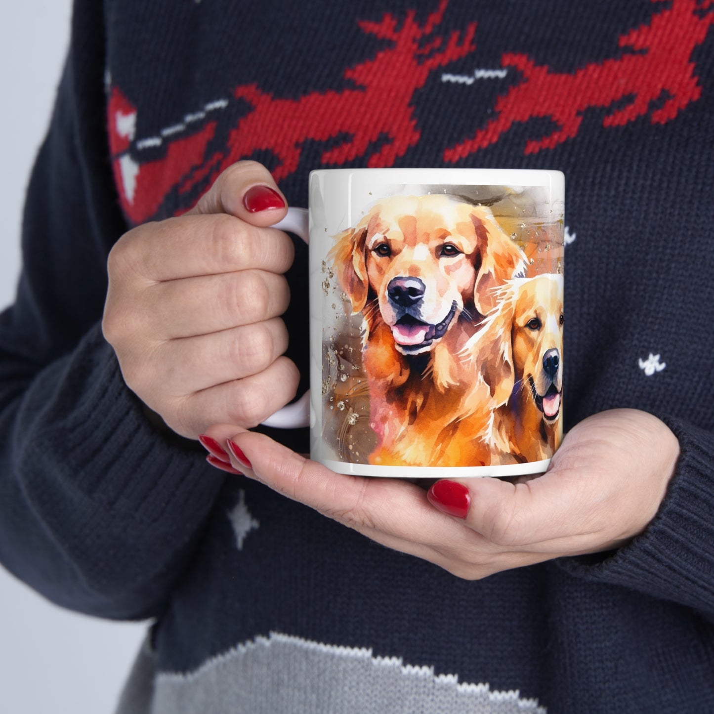 Ceramic Mug 11oz Accent Coffee Mug, 11oz for a Golden Retriever dog lover for mom, grandma, girlfriend, grand daughter, dad, granddad, grand son.