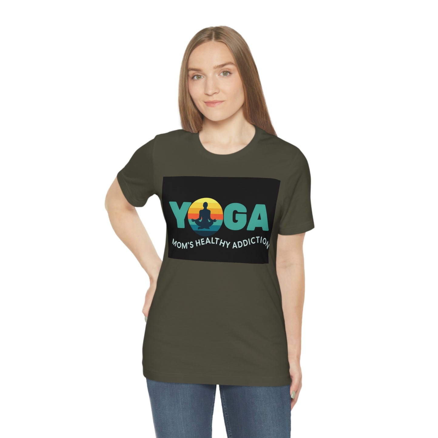 Unisex Jersey Short Sleeve Tee for a yoga loving mom, grandma, daughter, dad, granddad or son,