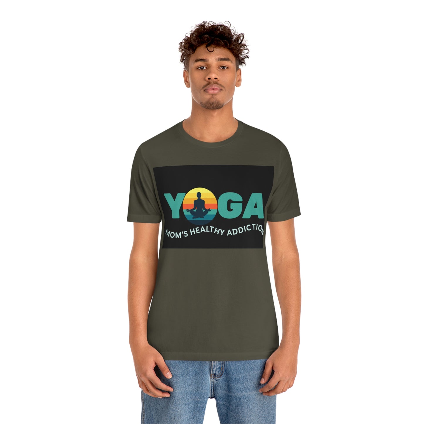 Unisex Jersey Short Sleeve Tee for a yoga loving mom, grandma, daughter, dad, granddad or son,