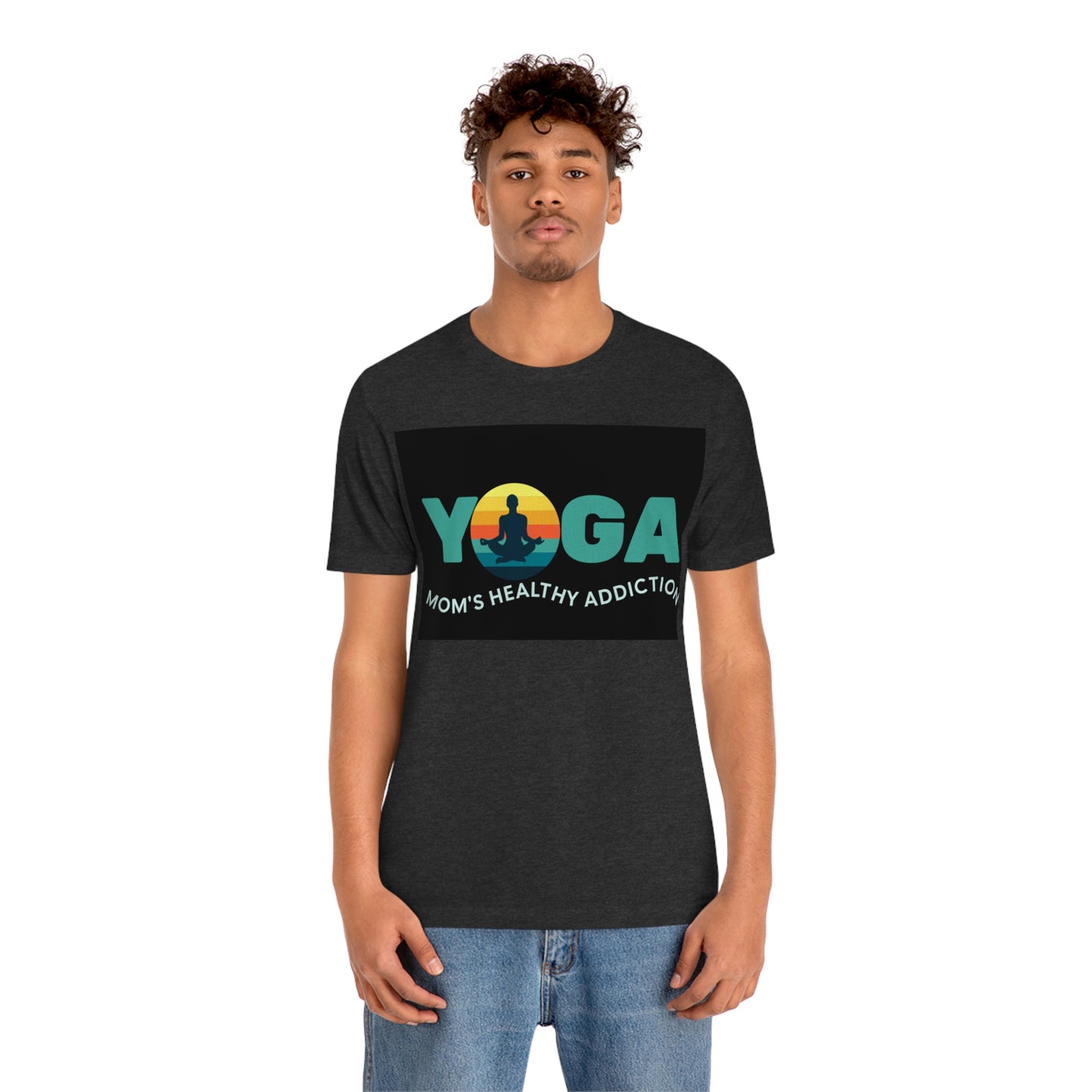 Unisex Jersey Short Sleeve Tee for a yoga loving mom, grandma, daughter, dad, granddad or son,