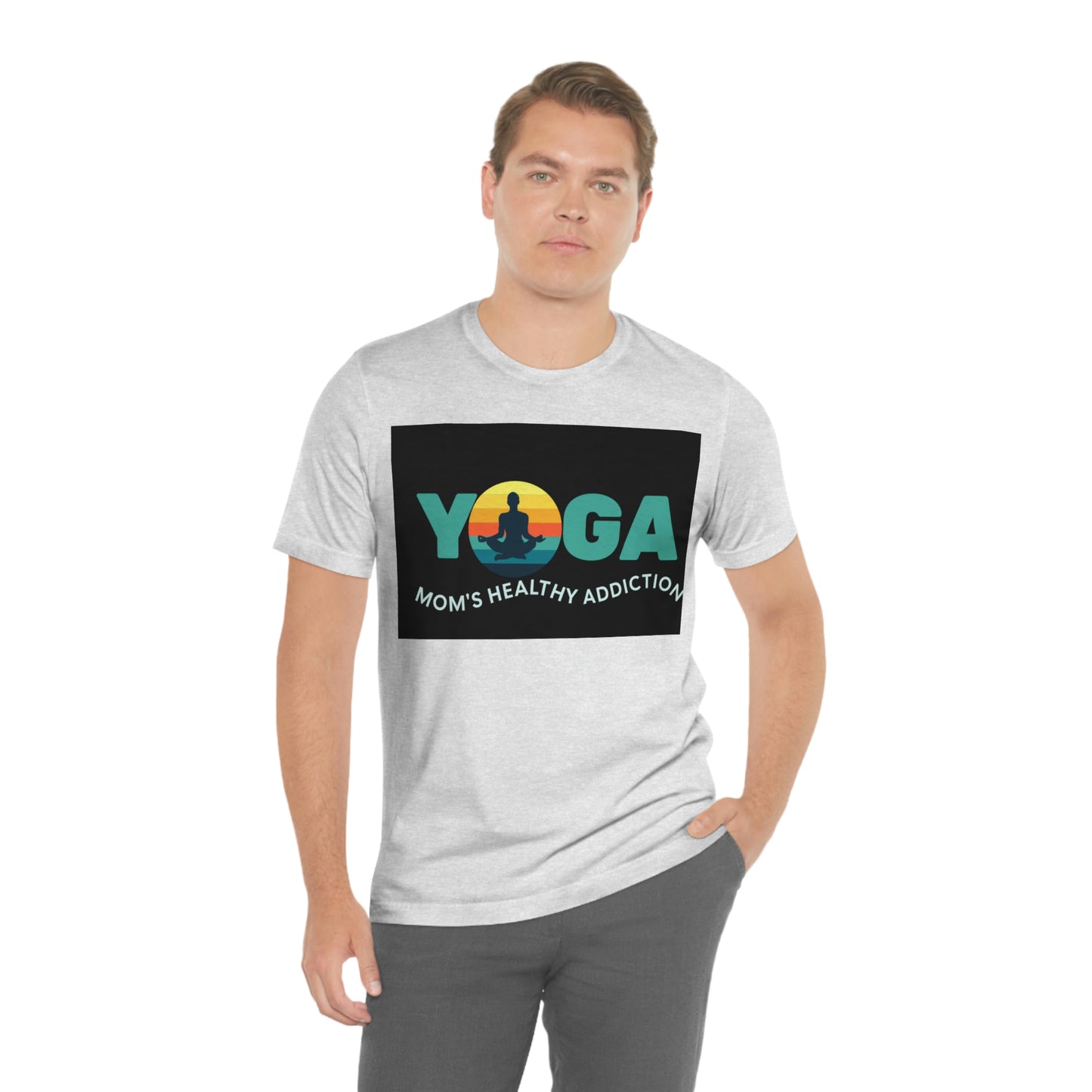 Unisex Jersey Short Sleeve Tee for a yoga loving mom, grandma, daughter, dad, granddad or son,