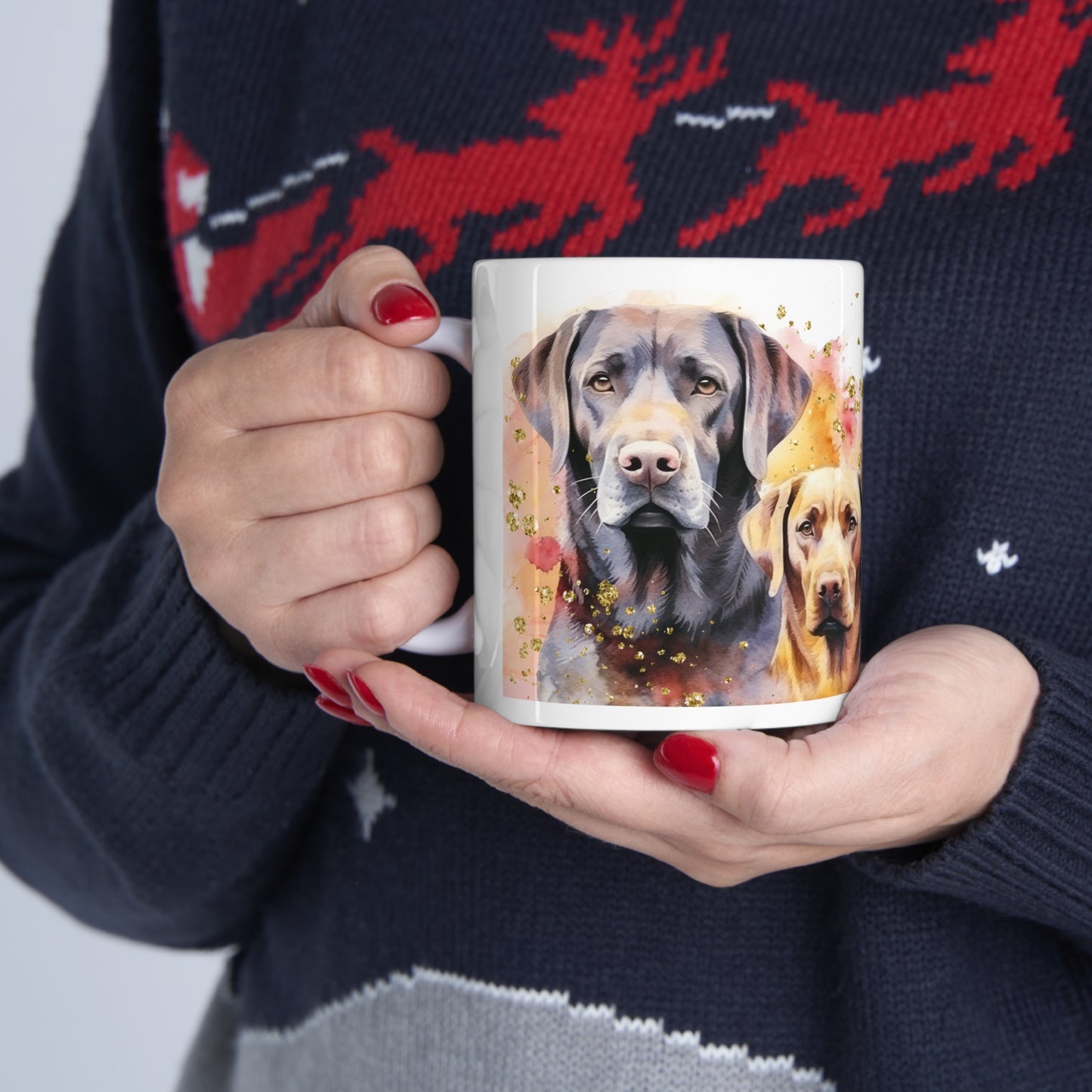 Ceramic Mug 11oz Accent Coffee Mug, 11oz for a Labrador dog lover for mom, grandma, girlfriend, grand daughter, dad, granddad, grand son.