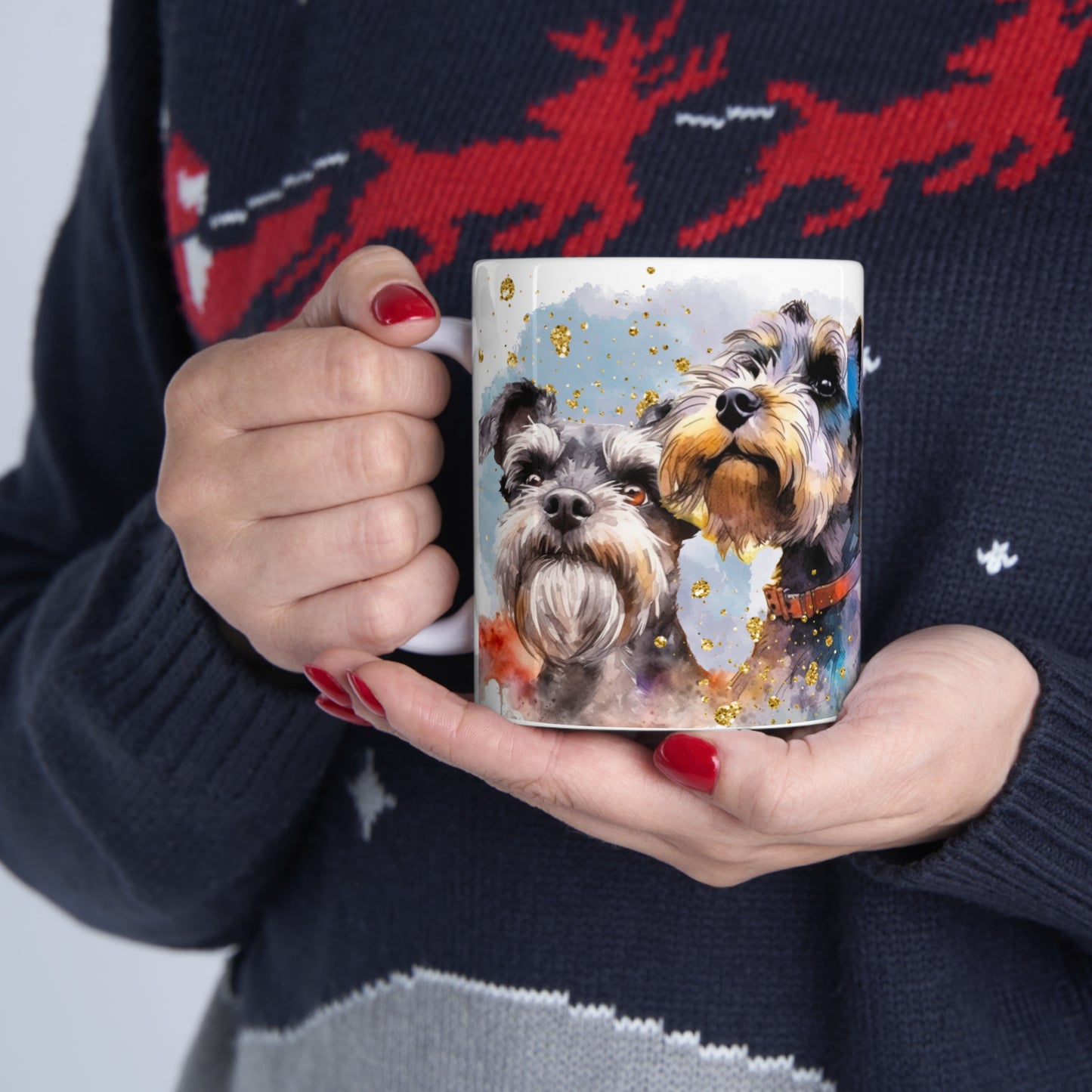 Ceramic Mug 11oz Accent Coffee Mug, for a Schnauzer dog lover for mom, grandma, girlfriend, grand daughter, dad, granddad, grand son.