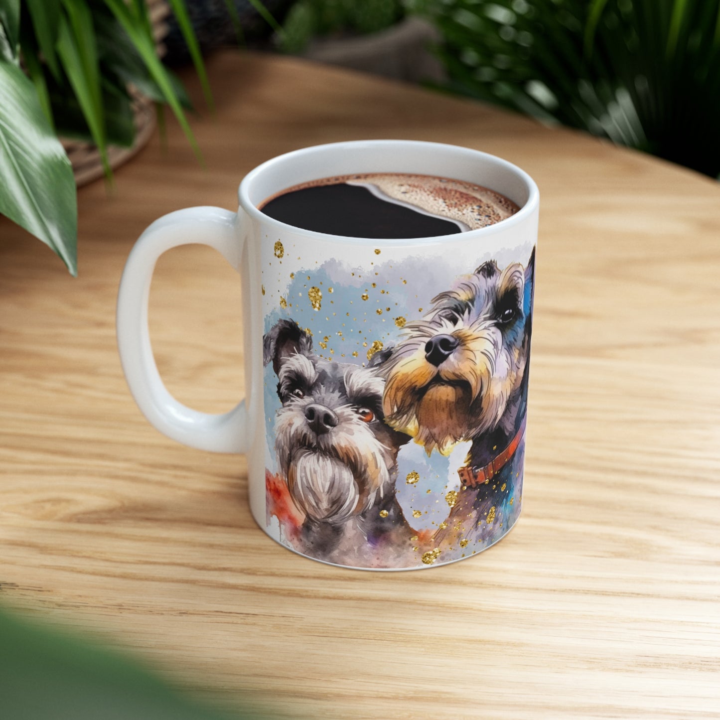 Ceramic Mug 11oz Accent Coffee Mug, for a Schnauzer dog lover for mom, grandma, girlfriend, grand daughter, dad, granddad, grand son.