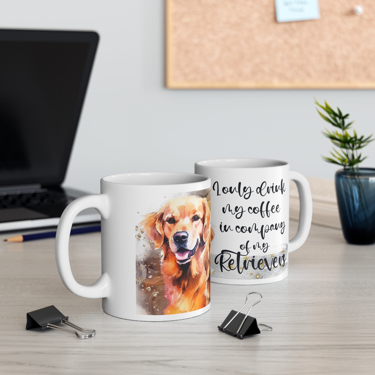 Ceramic Mug 11oz Accent Coffee Mug, 11oz for a Golden Retriever dog lover for mom, grandma, girlfriend, grand daughter, dad, granddad, grand son.