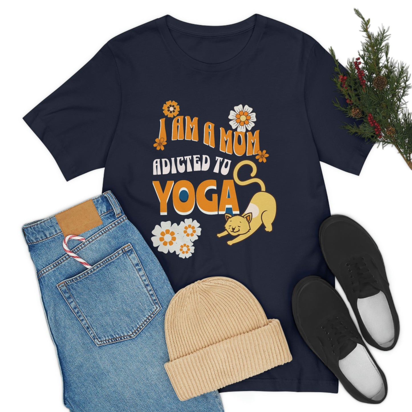 Unisex Jersey Short Sleeve Tee for a yoga loving mom, grandma, daughter, dad, granddad or son,