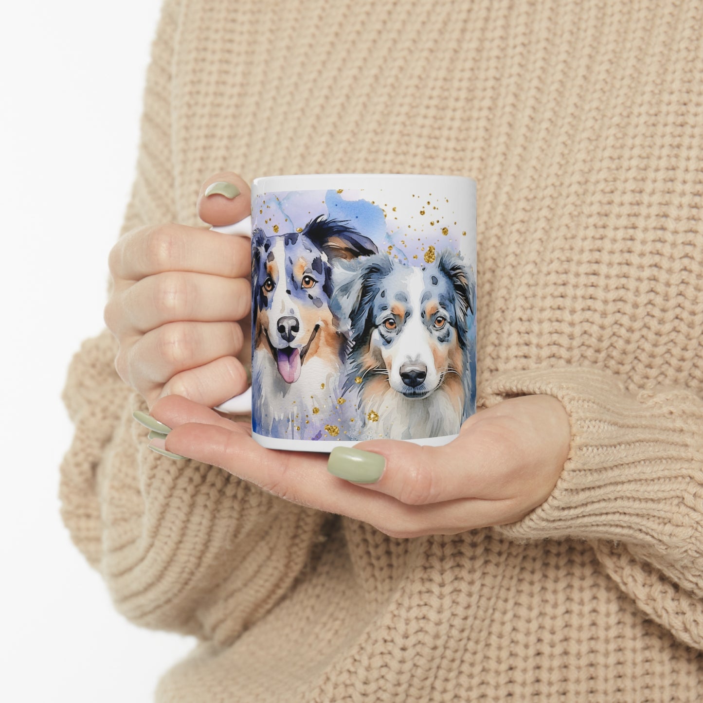 Ceramic Mug 11oz Accent Coffee Mug, for an Aussie dog lover for mom, grandma, girlfriend, grand daughter, dad, granddad, grand son.