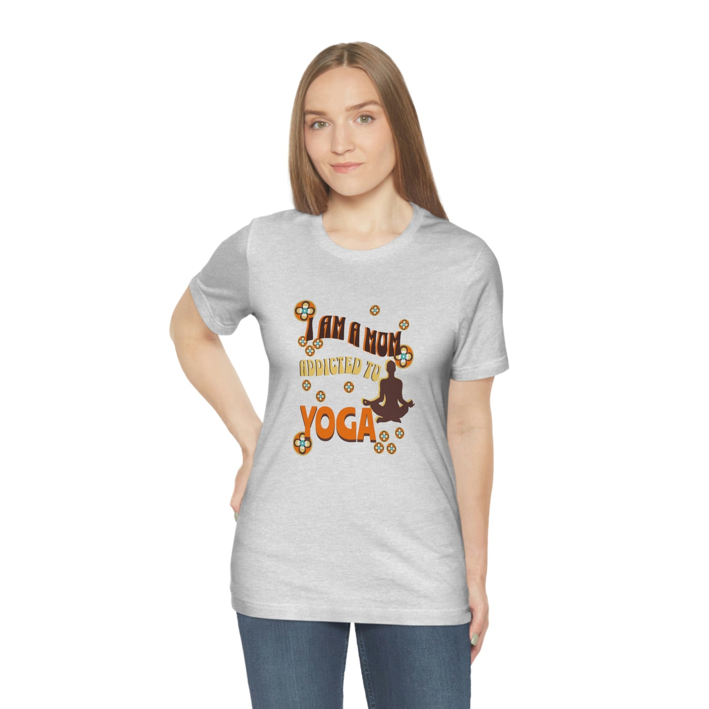 Unisex Jersey Short Sleeve Tee for a yoga loving mom, grandma, daughter, dad, granddad or son,