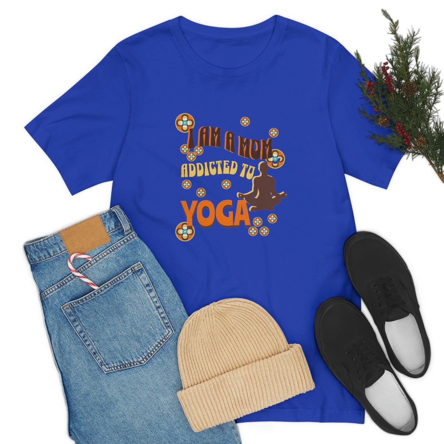 Unisex Jersey Short Sleeve Tee for a yoga loving mom, grandma, daughter, dad, granddad or son,