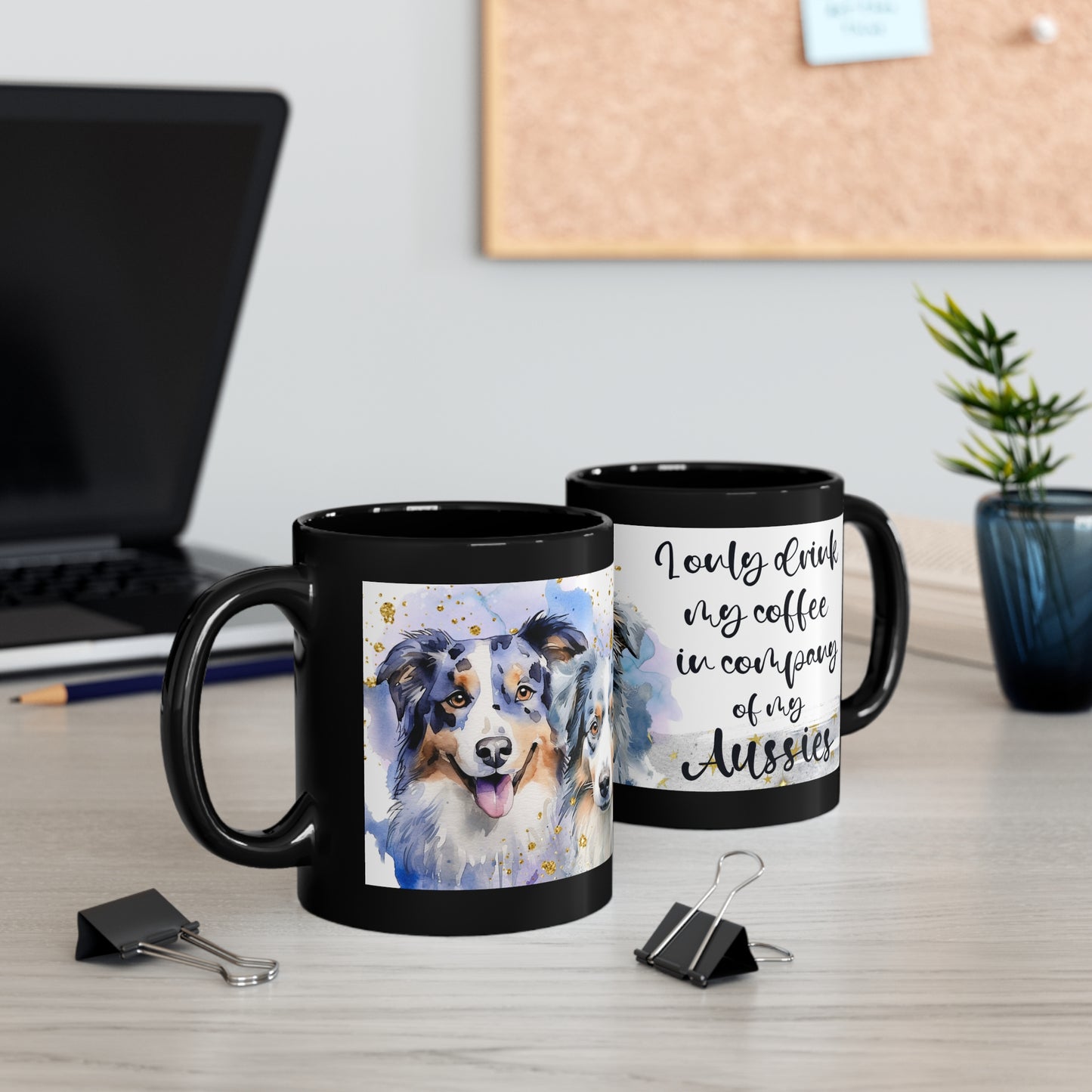 11oz Black Mug Products Color-Changing Mug, 11oz for aussie dogs: mom, grandma, daughter, dad, granddad, son, grandson / daughter.