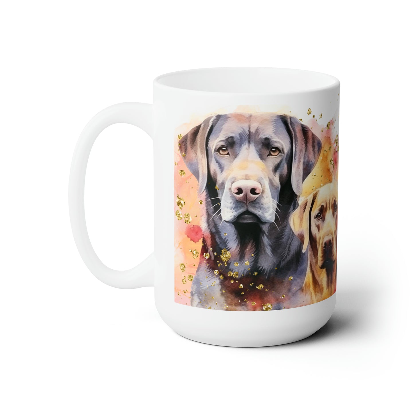 Ceramic Mug 15oz Accent Coffee Mug for a Lab dog lover for mom, grandma, girlfriend, grand daughter, dad, granddad, grand son.