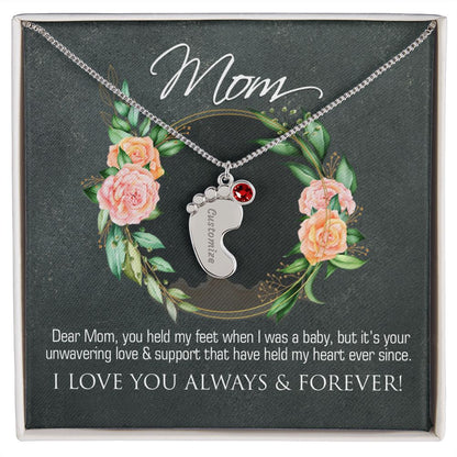 Necklace for mom, baby foot.