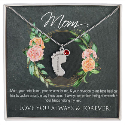 Necklace for mom, baby foot.