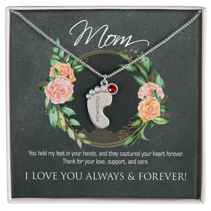 Necklace for mom, baby foot.