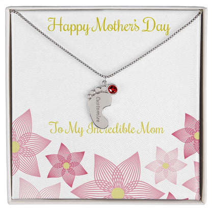 Engraved Baby Name Mother's Day Gift Necklace With Birthstone