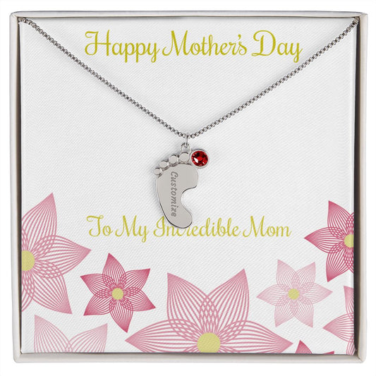 Engraved Baby Name Mother's Day Gift Necklace With Birthstone