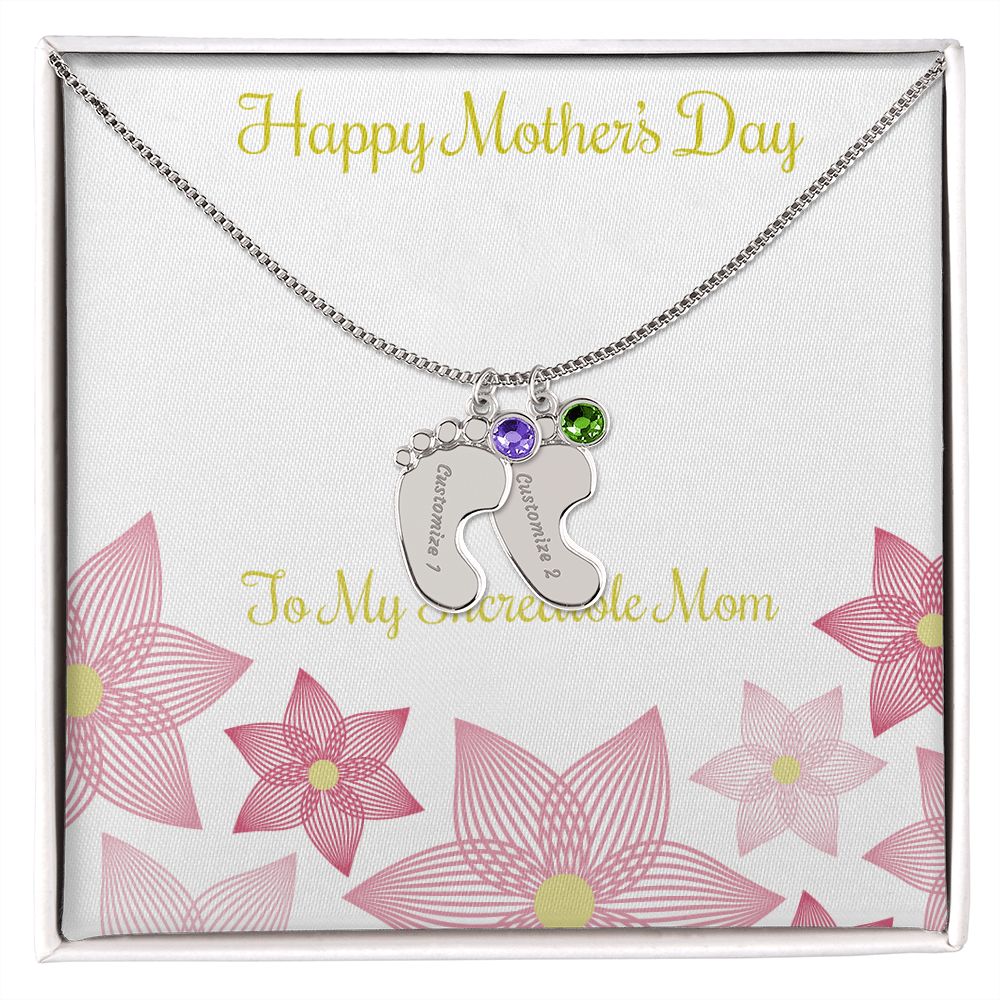 Engraved Baby Name Mother's Day Gift Necklace With Birthstone