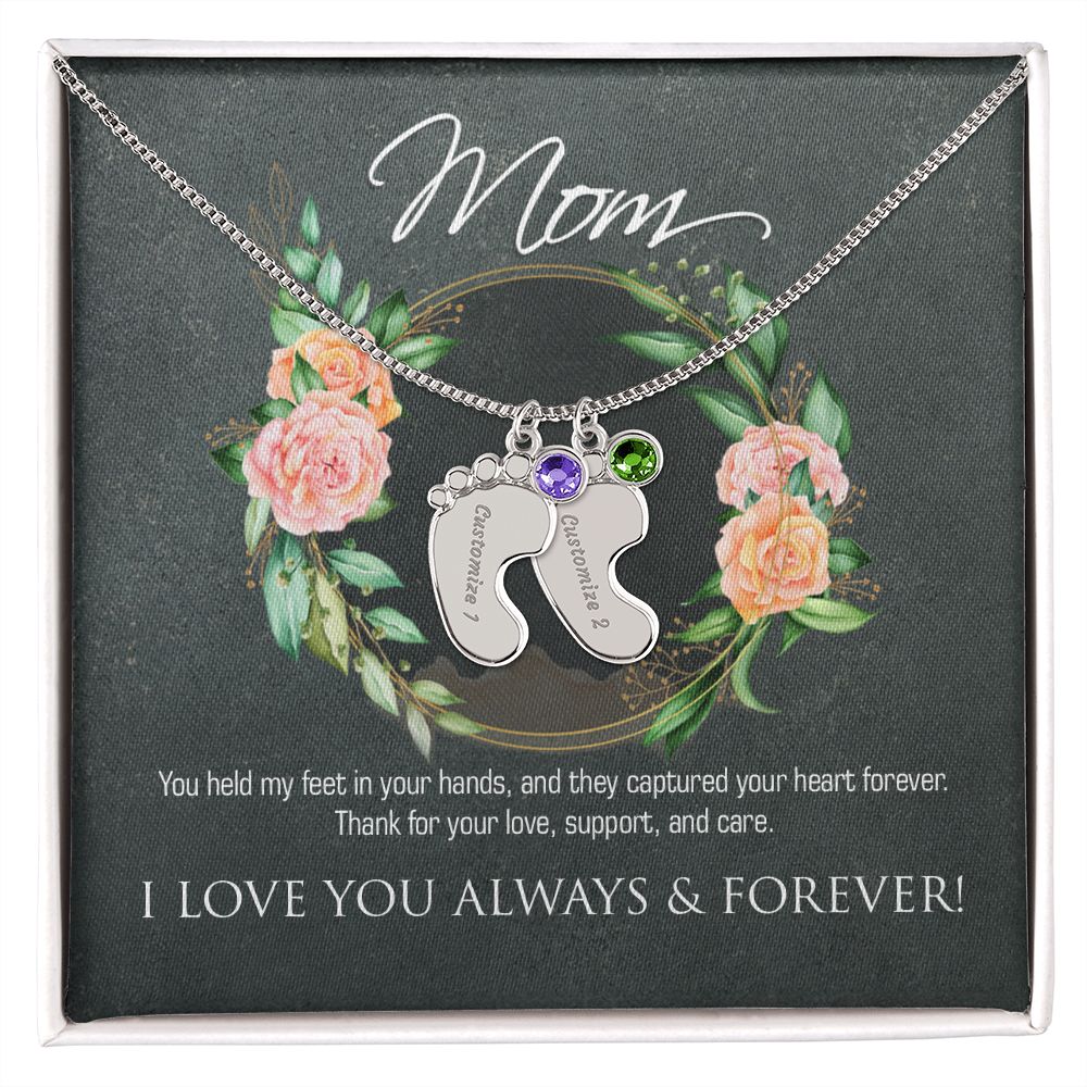 Necklace for mom, baby foot.