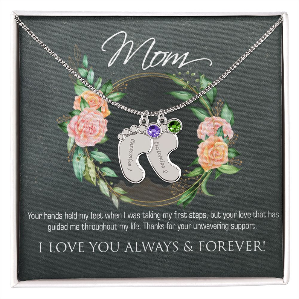 Necklace for mom, baby foot.