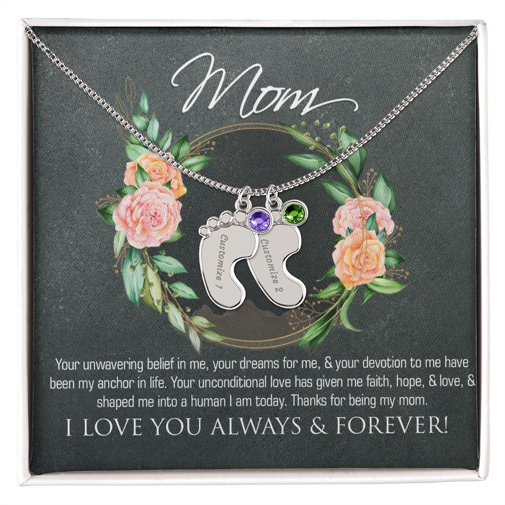Necklace for mom, baby foot.