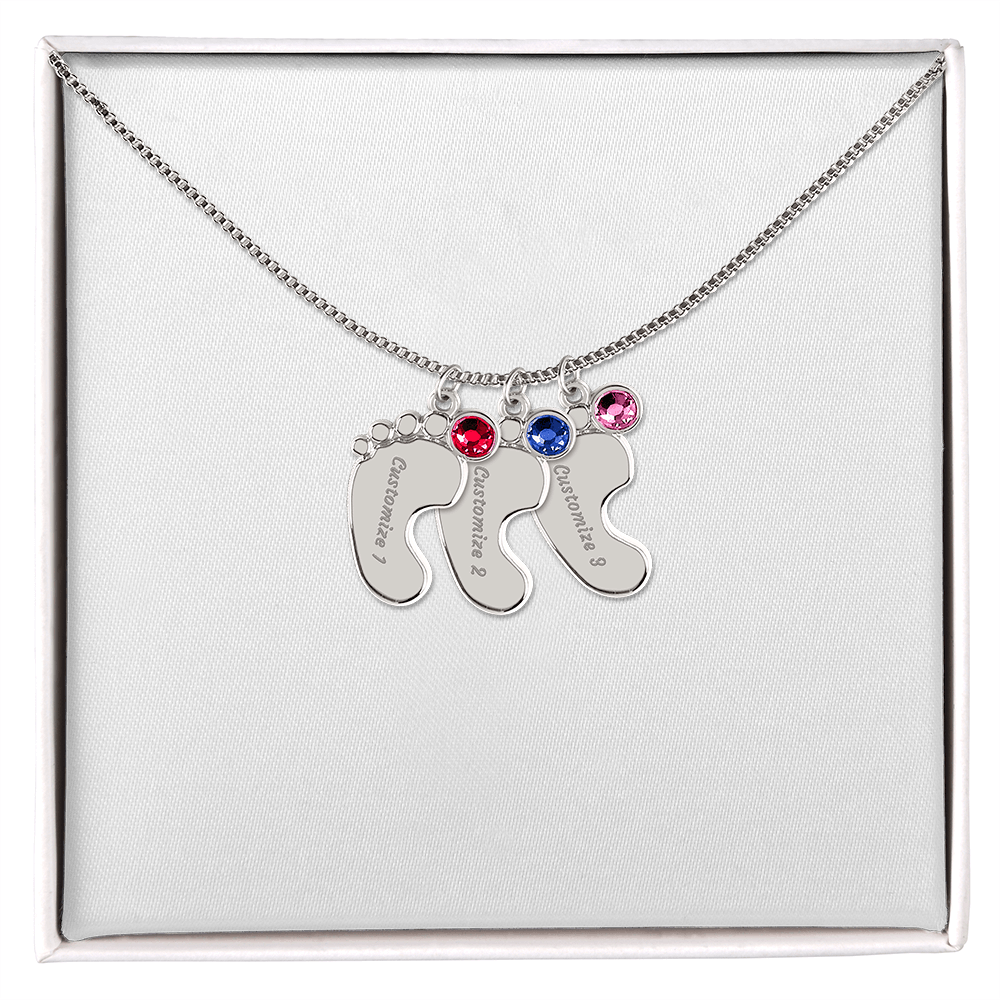Necklace for mom, baby foot.
