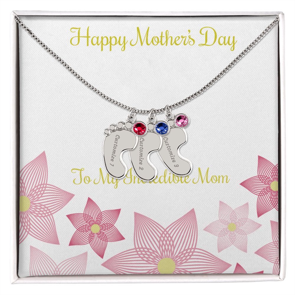 Engraved Baby Name Mother's Day Gift Necklace With Birthstone
