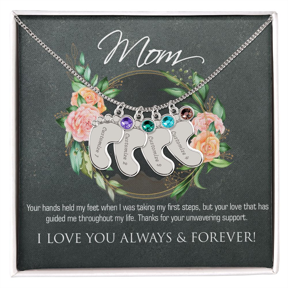 Necklace for mom, baby foot.