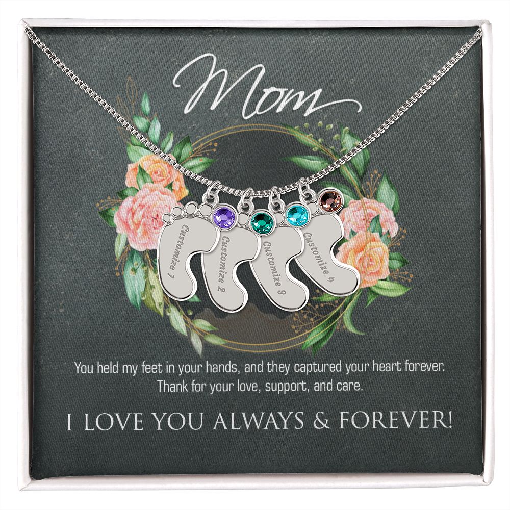 Necklace for mom, baby foot.